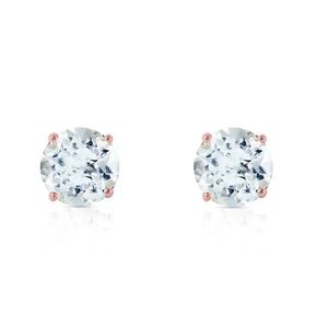 GOLD STUD EARRINGS WITH NATURAL AQUAMARINES